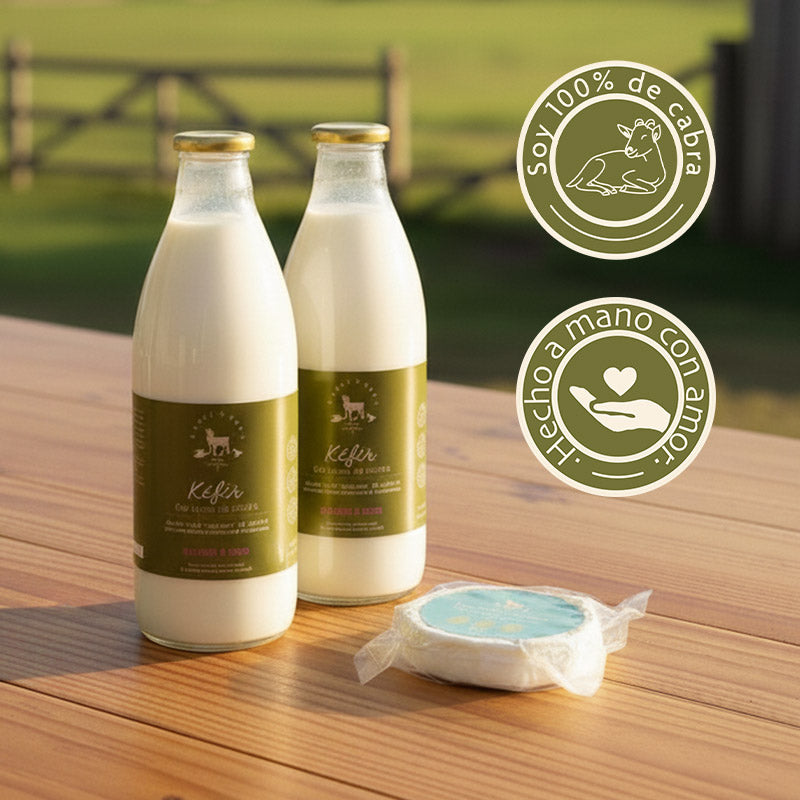 Combo Esencial (2 Litros Kéfir de leche de cabra artesanal + 1/2 libra de queso fresco de cabra)