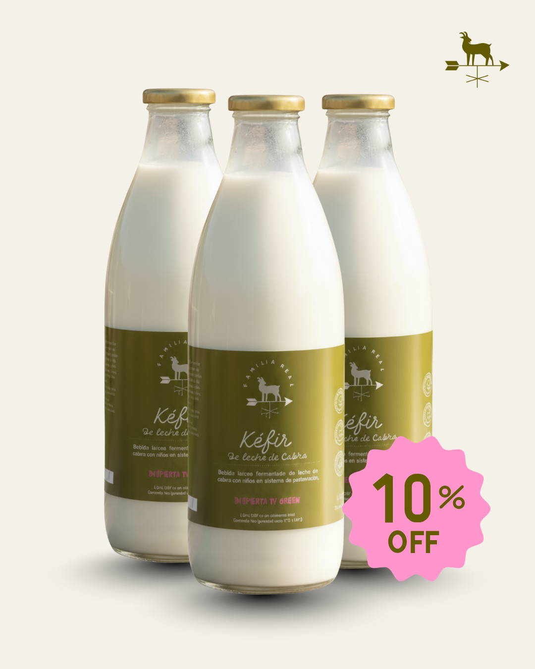 Promo 3 Botellas de Kefir de leche de cabra con 10% Off